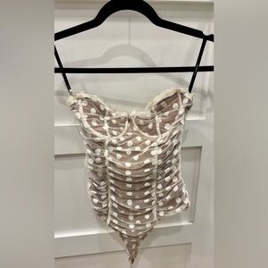 MAJORELLE Cream and White Polka Dot Camisole